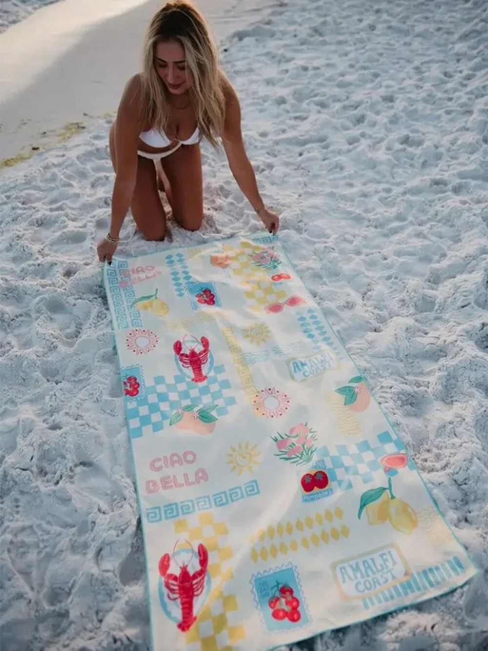 Beach Towel Lemons & Lobsters NWT Microfiber Quick Dry